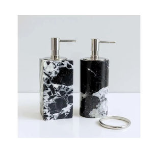 Luxury Black And White Marble Lotion <b>Dispenser</b> <b>Pump</b> <b>Bottle</b> Suitable For Home Bathroom Wash Basin Vanity Decor And Gifting - Product Image 1