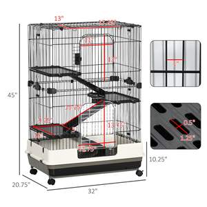 Jaula negra para animales pequeños de 32L con ruedas de 4 niveles y bandeja deslizante para conejito Chinchillas Ferret - Product Image 3