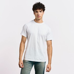 T-shirt blanc uni à manches courtes en coton biologique 100 % tricoté pour homme, décontracté, respirant, écologique, fournisseur en gros - Product Image 3