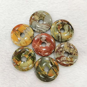 Pendentif Donut en Jaspe Rouge Cherry Creek Pierre Picasso Naturelle Lisse et Éblouissante, Vente en Gros, Idéal pour la Fabrication de Bijoux - Product Image 1