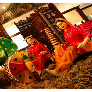 Punjabi Wedding Theme <b>Statue</b> Charkha Katdi Jatti Fiber <b>Statue</b> Punjabi Wedding Stage Decoration <b>Statue</b> Reasonable Prices Sydney - Product Image 1