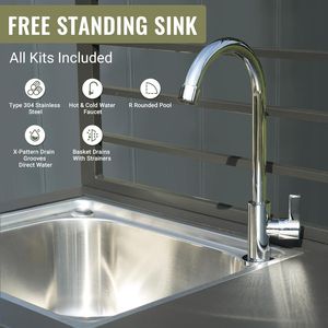 Aluminum Outdoor Kitchen Island <b>Storage</b> with Stainless Steel Sink Faucet Drainboard Free Shipping - Product Image 4