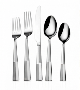 Ensemble de couverts minimalistes en acier inoxydable, couteau, fourchette, cuillère, finition miroir haute brillance, passe au lave-vaisselle, vaisselle de mariage - Product Image 1