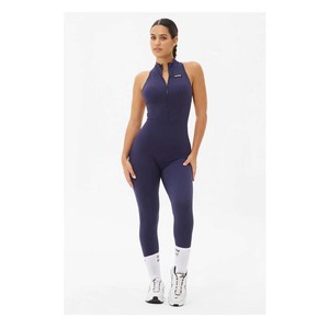 Body de yoga sin costuras de color liso para mujer, con cremallera de un cuarto, manga corta, cintura alta, largo completo, que absorbe el sudor, ropa deportiva de spandex - Product Image 2
