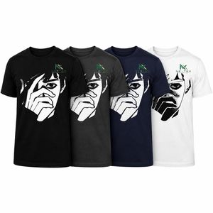 T-shirt graphique personnalisé monochrome avec portrait de visage, pour homme, style minimaliste, col rond, streetwear, vente en gros OEM - Product Image 1
