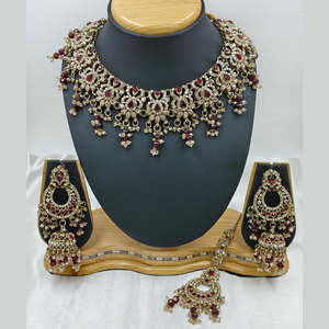Ensemble de colliers ras du cou de créateur avec perles en pierre autrichienne scintillante - 10575614RD Accessoire élégant et tendance - Product Image 1