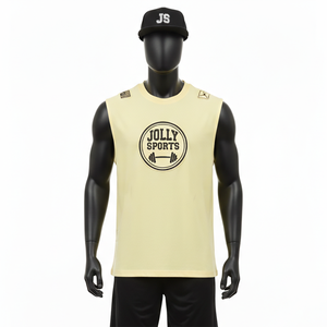 Camiseta sin mangas para hombre, de poliéster entrelazado, transpirable, con logo personalizado, 100% algodón, corte holgado, estampada. - Product Image 1