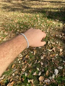 Bracelet tennis en moissanite taille ronde 6,5 carats avec sertissage griffe en argent sterling plaqué or blanc 14 carats pour femme 7,5 pouces - Product Image 1