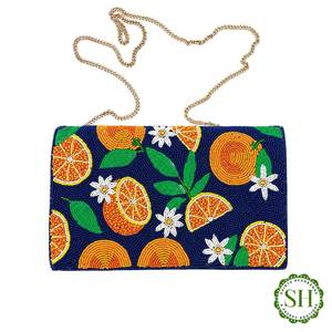 Handmade Beaded Orange Fruit Pattern Rectangular Placemat for Home Decoration - Product Image 2