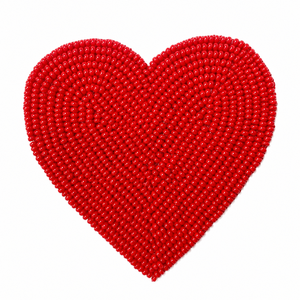 Handmade High Quality Glass Seed <b>Bead</b> Heart Patch <b>Red</b> for Heart Applique Embroidered Decorative Motif Box - Product Image 1