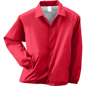 Men's Red Windproof <b>Coach</b> Jacket Regular Fit Turn-down Collar Polyester Shell Casual Spring Outerwear - Product Image 1