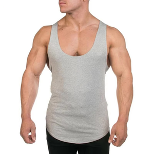 Cotton <b>polyester</b> Grey Custom Knitted Summer Casual Gym Wear Discharge Printing Men Tank Top Hot Sale High Quality Fitness - Product Image 2