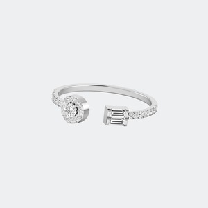 Bague en argent sterling 925 avec diamant de laboratoire multi-formes exquis pour femme, alliance de luxe pour fiançailles et anniversaire, certifiée IGI 0.50 - Product Image 1