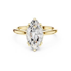 Bague de fiançailles taille marquise en or jaune 18 carats avec diamant, bague en or blanc 14 carats, bijoux fins pour femme, bague halo pour anniversaire et mariage, taille 7 - Product Image 1