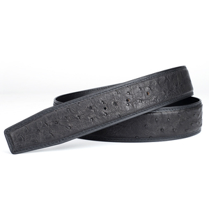 Ostrich Grain Cowhide Durable Formal <b>Belt</b> <b>Strap</b> Without Buckle Wrapped Edge Steel Replacement OEM Wholesale - Product Image 4