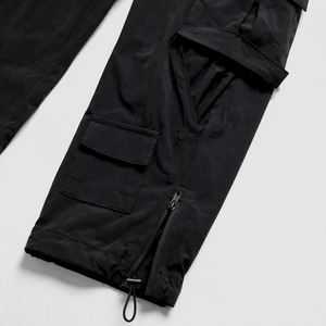 <b>Women's</b> <b>Black</b> Cargo Capri Pants Mid Waist Drawstring Loose Fit Multiple <b>Pockets</b> Casual Summer Style 100% Polyester - Product Image 4