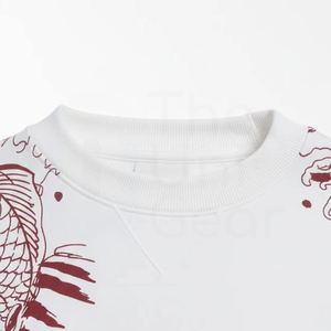 Sudadera Blanca Extra Grande con Estampado de Pez Koi Rojo, Sudadera Informal Unisex de Punto para Otoño - Product Image 3