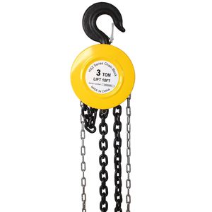 2T capacità 10ft paranco a catena con 2 ganci pesanti 4400lbs costruzione in acciaio manuale giallo di sollevamento - Product Image 1