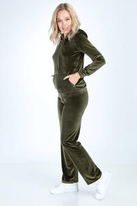 Conjunto de chándal de terciopelo con pedrería para mujer, sudadera con capucha corta de terciopelo personalizada con cremallera, pantalón deportivo, conjunto de dos piezas, ropa deportiva para mujer - Product Image 3