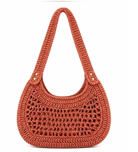 Sac à bandoulière bohème en crochet, design ajouré, sac de plage d'été, sac à main pour femme, usage quotidien, couleur beige, en coton, pour le shopping - Product Image 4