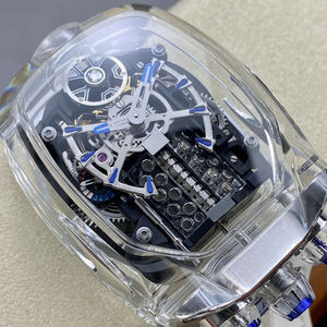 Fully Transparent Blue Tourbillon Watch Men's Mechanical Watch Sapphire Case Rubber Strap Water Resistant Luminous Wristwatch - Product Image 2