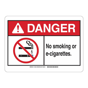 Panneau interdiction de fumer ou d'utiliser des cigarettes électroniques Brady Danger pour les installations intérieures et extérieures - Product Image 3