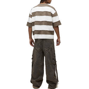 เสื้อยืดผู้ชายผ้าคอตตอนหนานุ่ม ตกแต่งด้วยแถบผ้าตัดต่อ ทรงไหล่ตก พร้อมโลโก้สั่งทำ จำหน่ายจำนวนมาก - Product Image 2