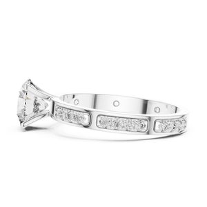 Luxury Round Cut Moissanite Diamond Engagement Ring Solitaire With Accents Wedding Bridal Ring Anniversary Gift For <b>Wife</b> - Product Image 4