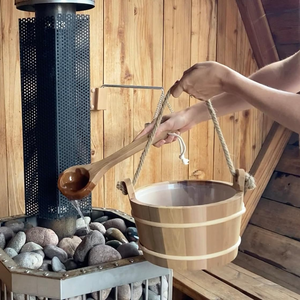 Panier et louche de sauna en bois de pin naturel de haute qualité avec poignée en corde, fabriqués à la main au Vietnam - Product Image 3