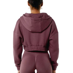 Conjunto de Sudadera Corta con Capucha y Pantalones Cortos para Mujer, Ropa de Algodón, Sudadera con Capucha y Pantalones Cortos Lisos, Conjunto Informal Personalizado para Mujer - Product Image 5