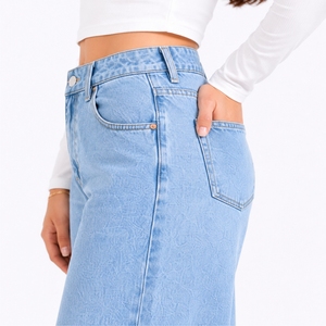 Pantalones Cargo de Mezclilla Lavada para Mujer, Jeans Casuales de Poliéster, Fabricante OEM, Proveedor Mayorista, Directo de Fábrica, Premium Pintados - Product Image 5