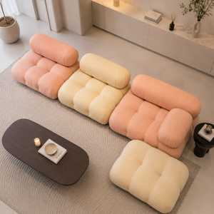 Juego de Sofás Modulares Estilo Mid-Century Modern, Color Personalizado, Ecológico, 2 Plazas, Tapizado en Tela Bouclé Premium para Sala de Estar - Product Image 3