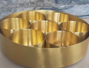 Masala Box Handmade Etched Brass Spice Box | Traditional <b>Kitchenware</b> Round Spice Box Kitchen Decor Housewarming | Mothers - Product Image 2