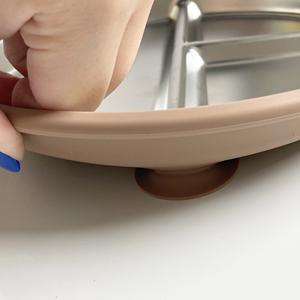 Assiette à ventouse en silicone de qualité alimentaire et acier inoxydable, lavable, design facile d'entretien pour bébés, personnes âgées, hôpitaux, restaurants - Product Image 5