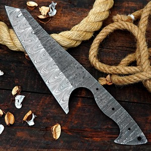 Custom Handmade Damascus Steel Clip Point Straight Edge Blank Blade Handle 12-inch Industrial/DIY Chef <b>Knife</b> - Product Image 1