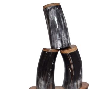 Vasos de Cuerno de Búfalo Personalizados, Cuerno Natural con Resina y Base de Madera, Estilo Vikingo - Product Image 4