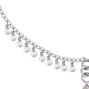 Collier chaîne en argent avec perles, vingt perles blanches, pendentif oiseau rose, breloque élégante, bijoux de mode pour femme - Product Image 3