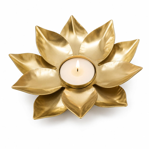 <b>Lotus</b> Shape Brass Tea Light Candle Holder Decorative Diya Traditional Brass <b>Lotus</b> <b>Lamp</b> for Diwali Pooja Room Temple Home Decor - Product Image 3