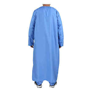 Vente en gros de thobes pour homme, robe islamique arabe en coton noir à manches longues et col montant, vêtements de prière musulmans traditionnels, Dubaï - Product Image 1