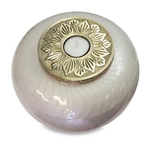 Urna Funeraria Redonda de Metal para Cenizas, con Grabado en Latón, Estilo Americano/Europeo, Color Blanco - Product Image 2