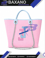Sac fourre-tout en toile durable Jack And Jill Of America Sorority, rose clair et bleu foncé, avec bandoulière chaîne, grande capacité, haute qualité, sac tendance