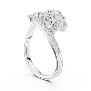 Anillo de Diamantes Cultivados en Laboratorio con Pétalos Luminosos, Oro Blanco de 18 Quilates, Chapado en Rodio, para Compromiso, Fiesta, San Valentín, Uso Diario, para Mujer - Product Image 2