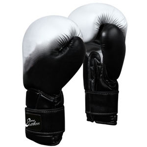 Guantes de Boxeo de Cuero Blanco y Negro de Alta Calidad Hechos en Sialkot - Product Image 1