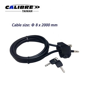 TAIWAN CALIBRE 2000mmL x 8mm Diameter Double-Loop Function Adjustable <b>Cable</b> <b>Lock</b> <b>with</b> Key, <b>cable</b> <b>lock</b> bicycle - Product Image 3