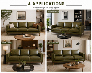 Sofá de Cuero Premium de Estilo Moderno de Mediados de Siglo, 3 Plazas, con Construcción Sólida para Muebles de Sala de Estar - Product Image 3