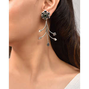 Boucles d'oreilles Meera Jaipur Ahana en argent vert et perles - Product Image 3