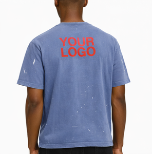 เสื้อยืดโอเวอร์ไซส์แบบซักพิเศษ ผ้าหนา สไตล์สตรีทแวร์ ลายกราฟิก เสื้อยืดลำลอง คอกลม แขนสั้น ลายสาดสี - Product Image 3