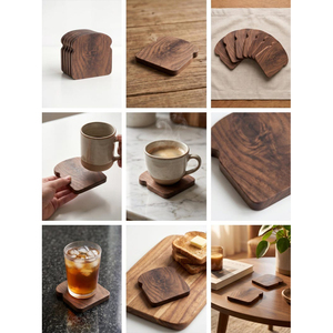 Juego de Posavasos de Madera con Forma de Pan, Diseño de Tostada, para Bebidas, de Madera de Nogal Maciza, para Tazas de Café, Decoración de Mesa - Product Image 5
