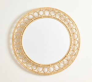 Unique Design Wicker Rattan <b>Round</b> <b>Wall</b> <b>Mirror</b> Natural Wicker Decorative Hanging <b>Mirror</b> Boho Kids Room Bedroom Decor - Product Image 1