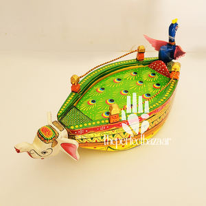 เรือไม้ทาสีลายหัวนกยูงและช้างจาก Theperfectbazaar - Product Image 2